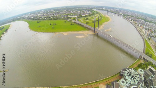 Aerial View of Dusseldorf and Rhine River photo