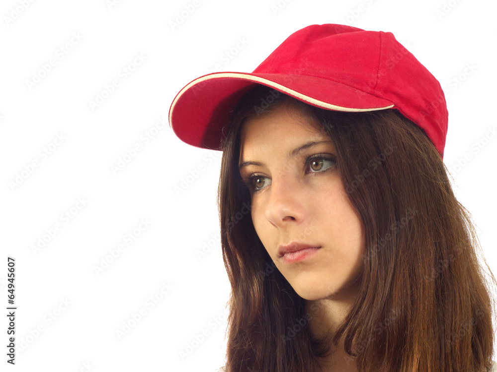 portrait of a young girl with baseball cap