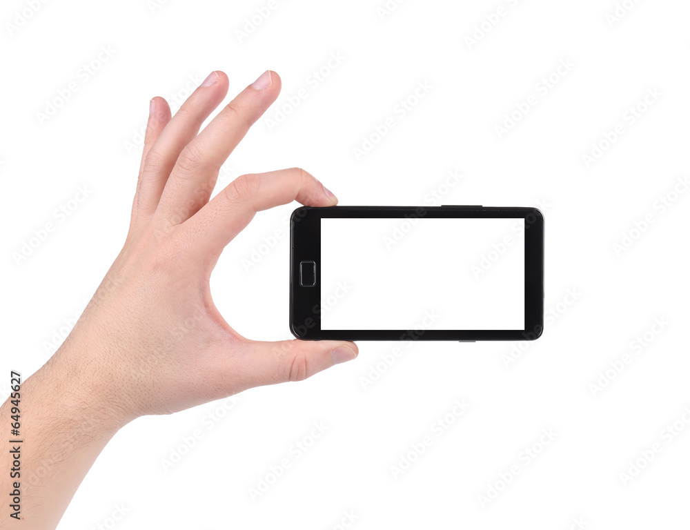 Screen mobile phone in hand.