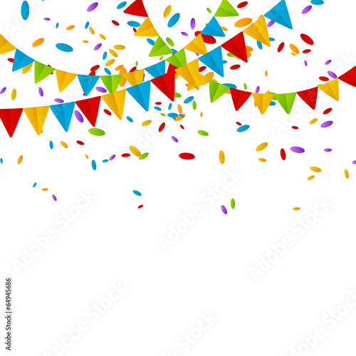 Party flags with color confetti