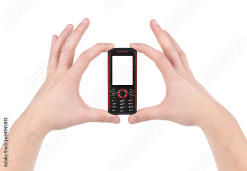 Mobile phone in hands.
