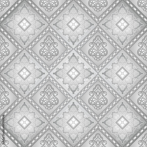 Paisley seamless silver background