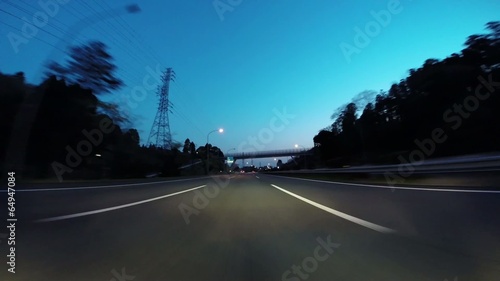 Twilight drive of Tokyo Bay Area