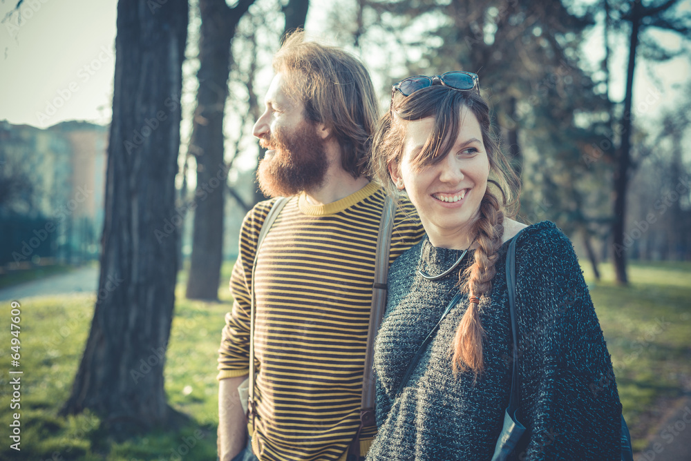 Fototapeta premium young modern stylish couple urban