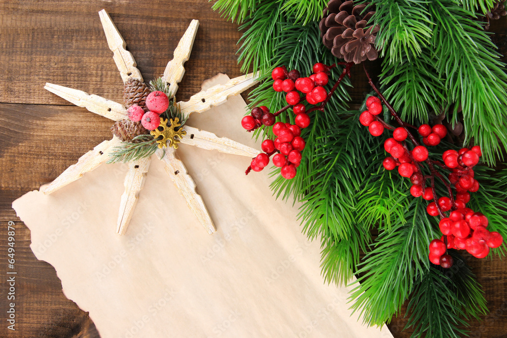 Christmas card on wooden background Christmas card on wooden background