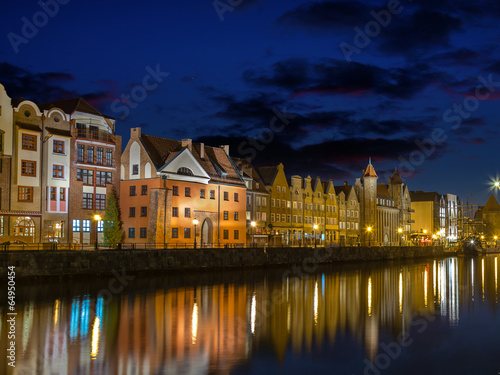 Motlawa river and Old Town in Gdansk, Poland.