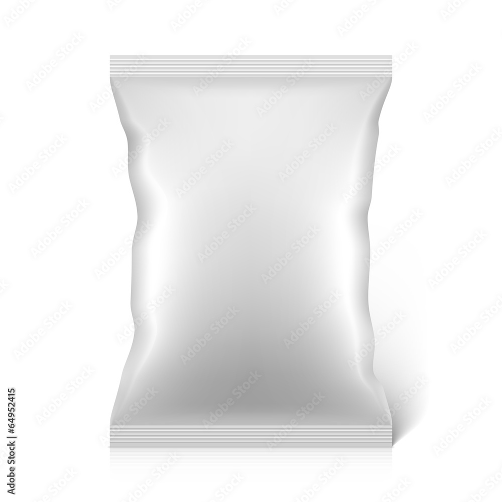 White blank snacks food foil packaging bag White blank snacks food foil packaging bag