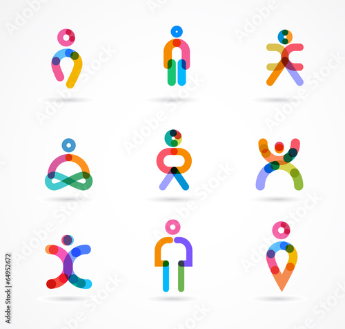 Collection of colorful abstract vector people