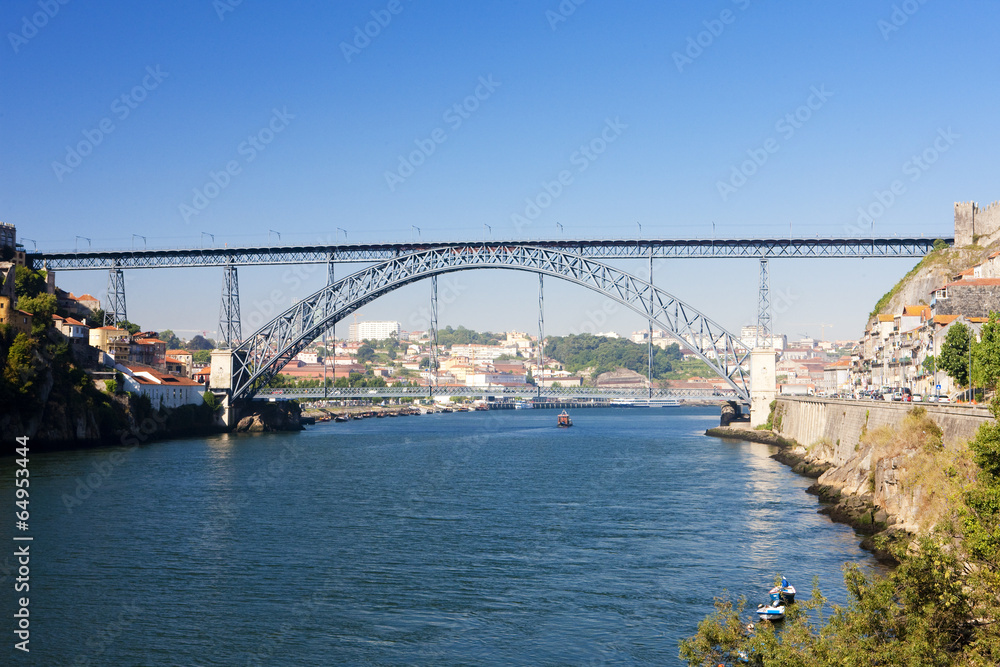 Naklejka premium Dom Luis I Bridge, Porto, Douro Province, Portugal