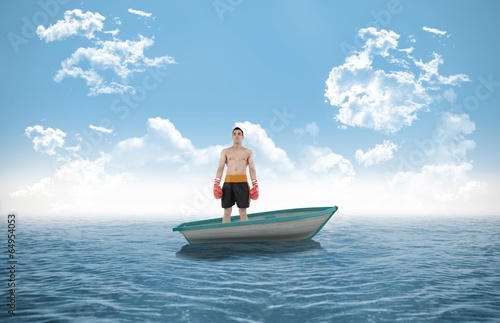 Composite image of boxer standing in a sailboat © WavebreakMediaMicro