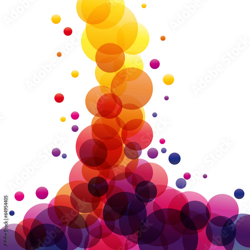 Eruption of colored splashes in abstract shape
