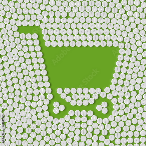 pills concept: shopping, trolley
