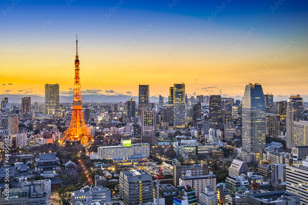 Naklejka premium Tokyo Japan City Skyline