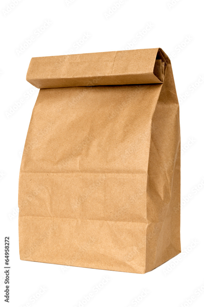 Brown Paper Lunch Bag Isolated On White Stock Photo | Adobe Stock