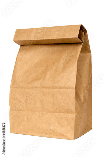 Brown Paper Lunch Bag Isolated On White