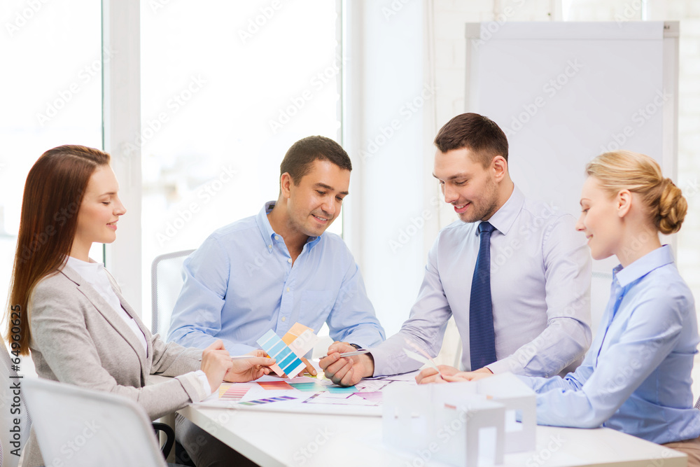 happy team of architects and designers in office happy team of architects and designers in office