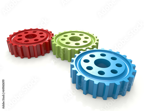 3d render of colourful gears