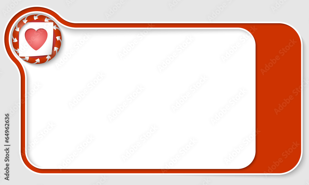 red  box for text with arrows and heart