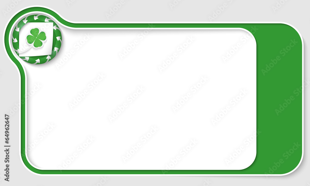 blue box for text with arrows and cloverleaf blue box for text with arrows and cloverleaf