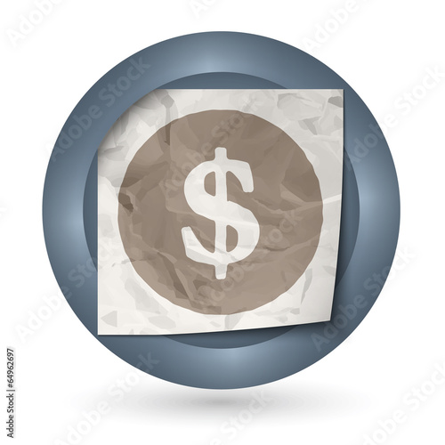 dark abstract icon with crumpled paper and dollar sign