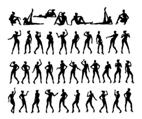 dancing girls silhouettes 