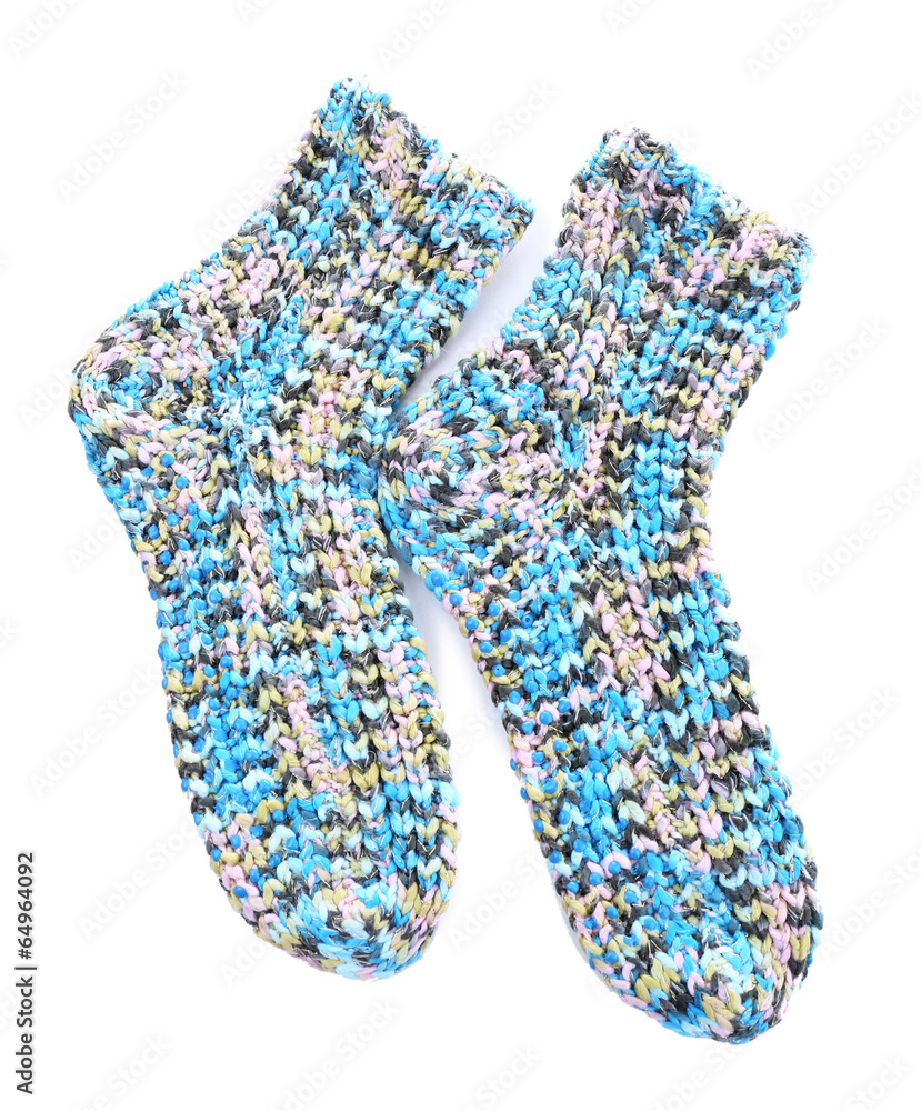 Woolen socks, isolated on white Woolen socks, isolated on white
