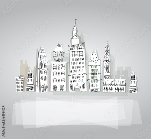 City background made of paper stickes