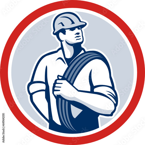 Power Lineman Wire Cable Circle Retro
