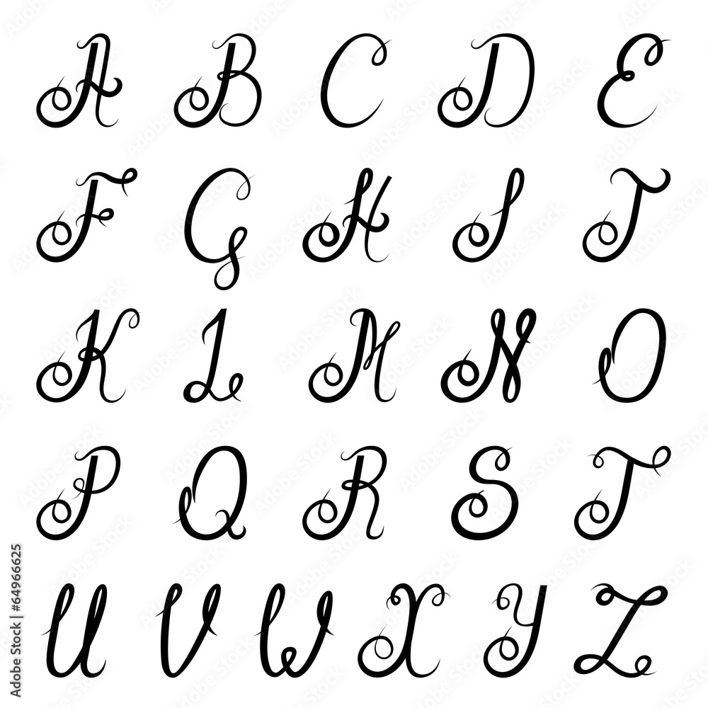 Calligraphy alphabet black Calligraphy alphabet black