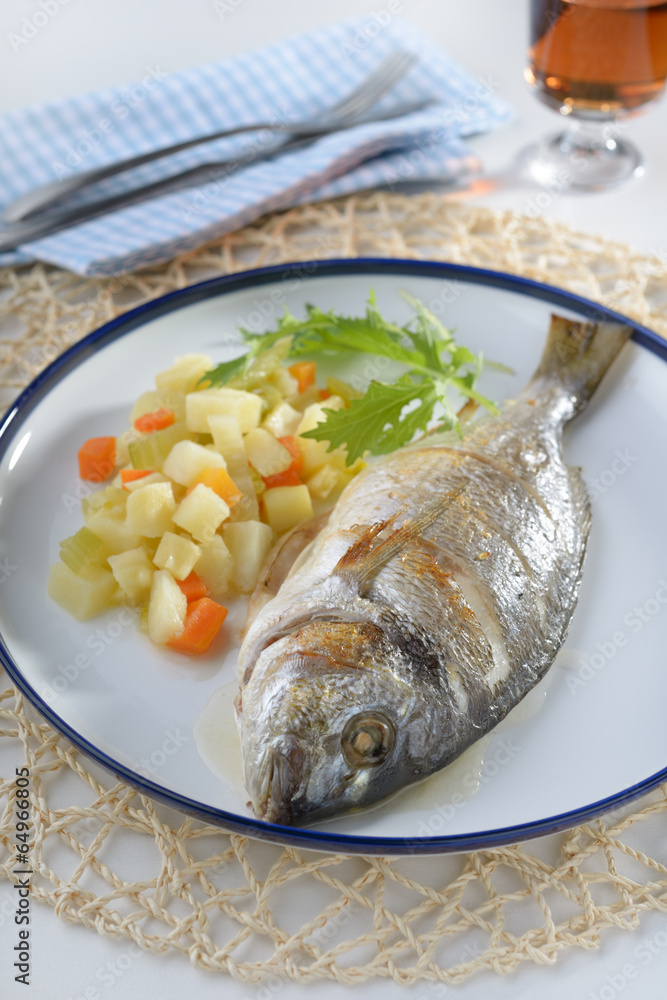 Baked sea bream with vegetables Baked sea bream with vegetables