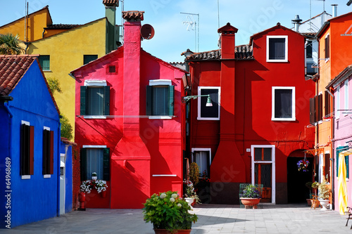 Venice, Burano island, colorful houses, Italy