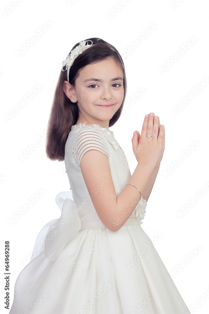 Adorable little girl dressed in communion
