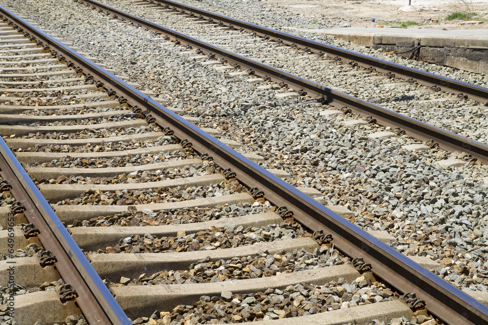 train rails, detail of railways in Spain train rails, detail of railways in Spain