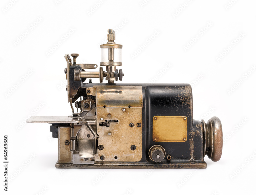 Old Industrial Overlock Sewing Machine Front View Old Industrial Overlock Sewing Machine Front View