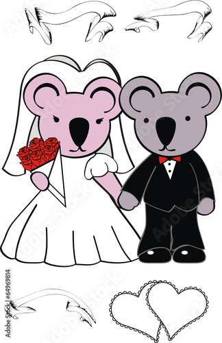 koala cartoon wedding set