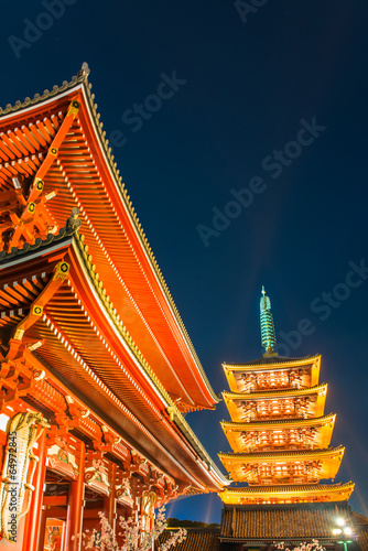 Sensoji-ji Red Japanese Temple in Asakusa, Tokyo, Japan