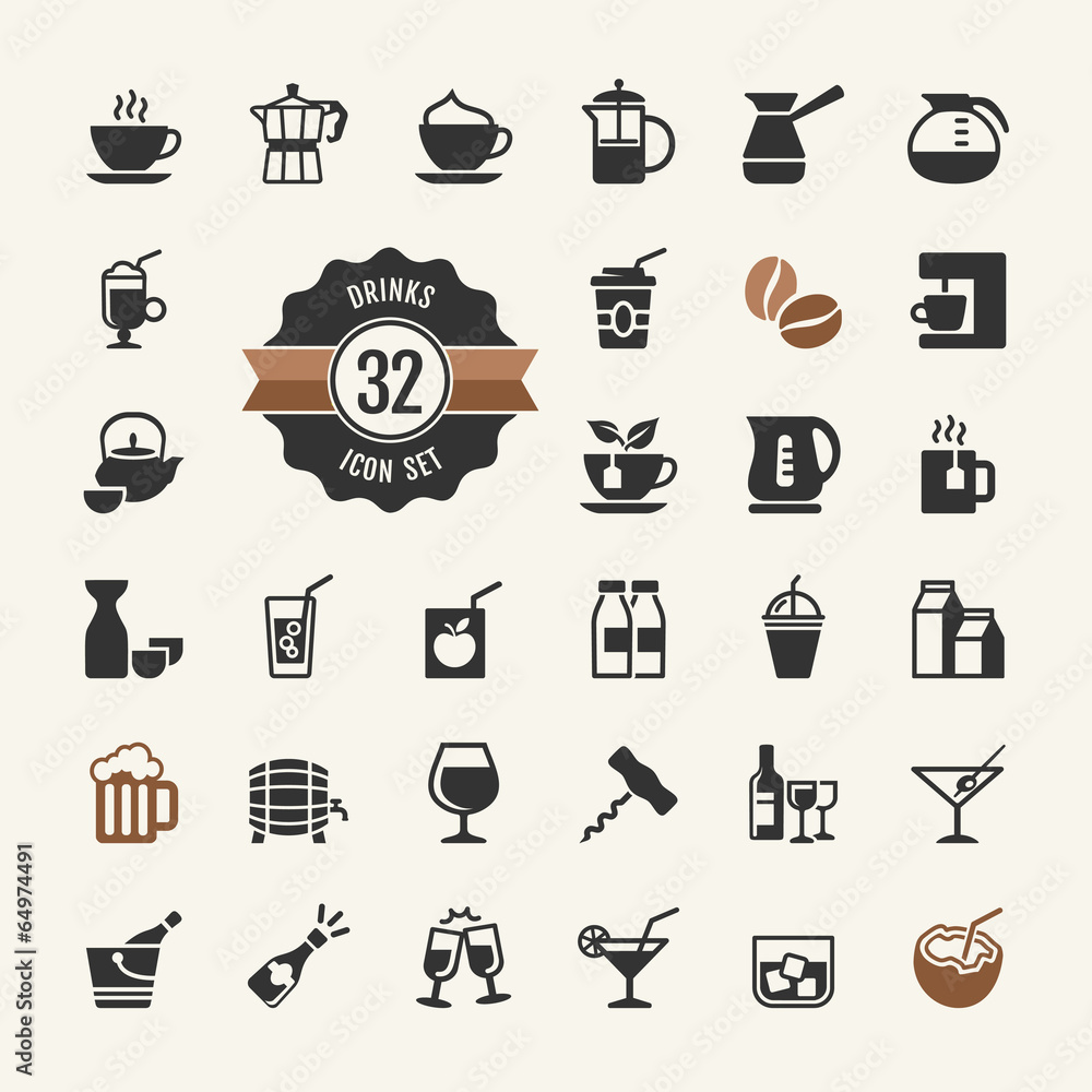 Basic - Drink Icons vector set