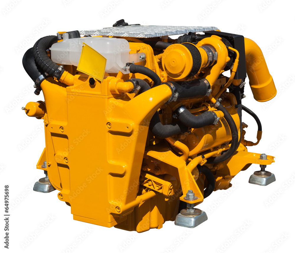 yellow engine over white