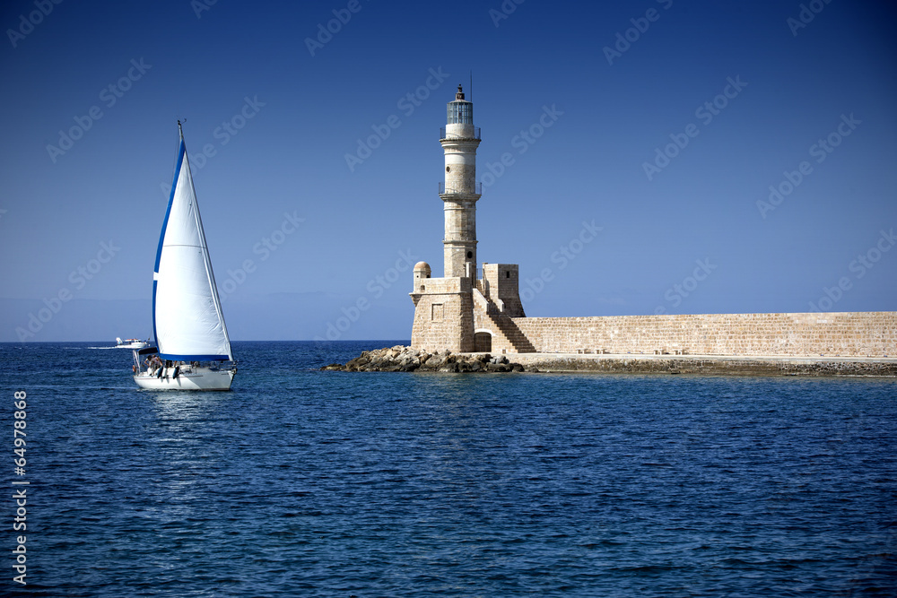 Lighthouse in the city of Chania