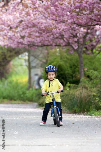 Wallpaper Mural Little boy playing with his bike outdoors in the park Torontodigital.ca