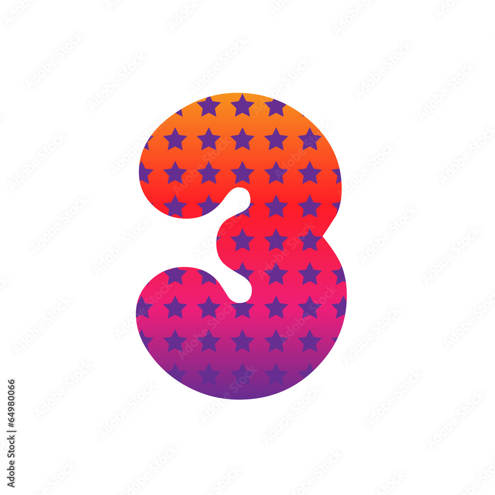 Vector number with stars Vector number with stars