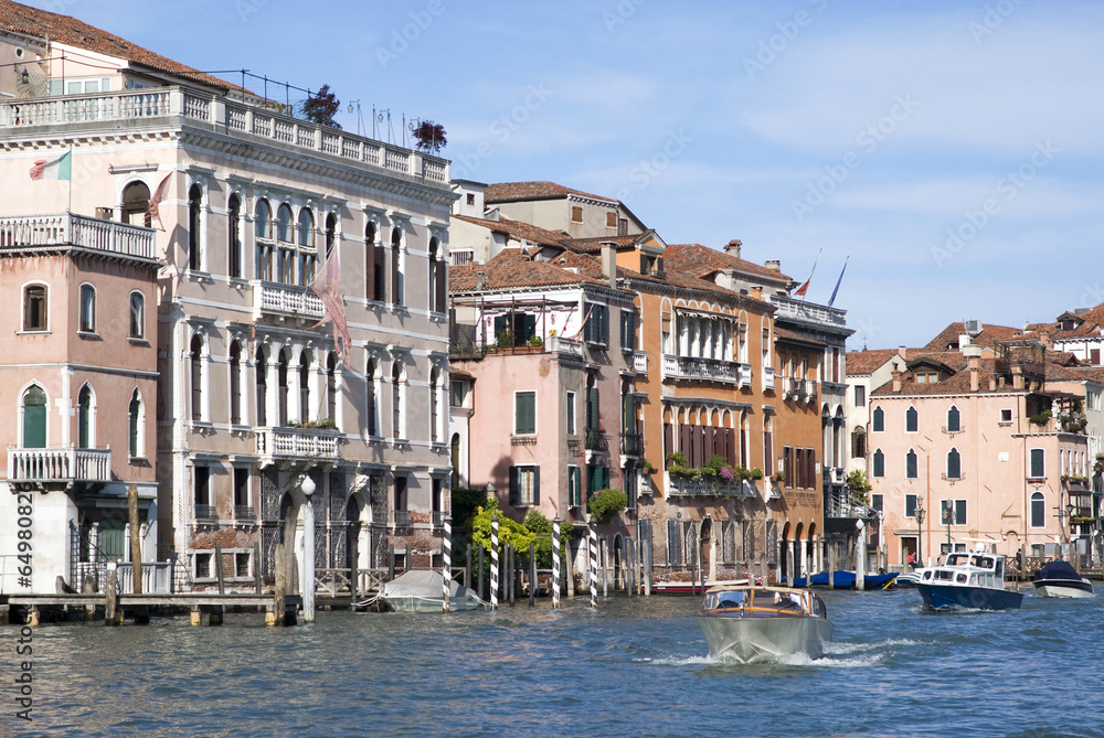 Colorful ancient houses on Grand Canal in Venice