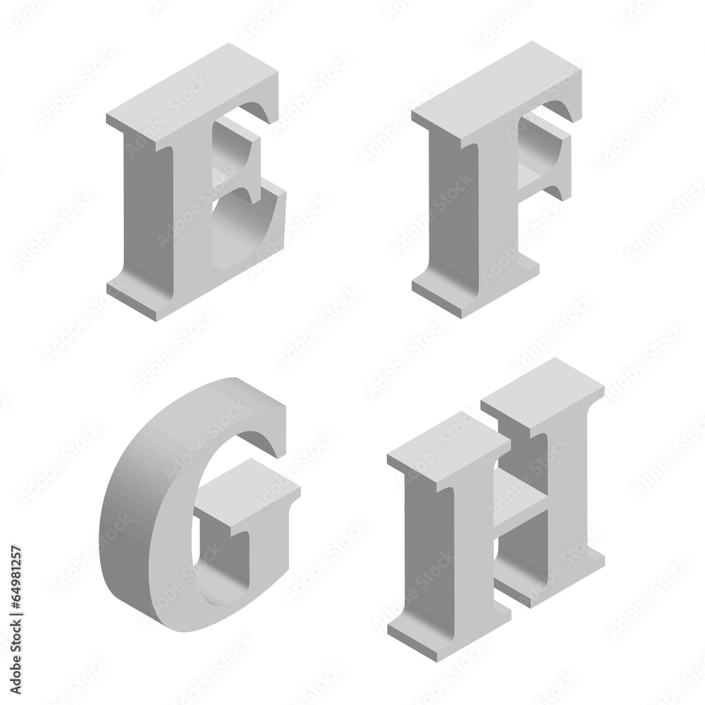 Vector perspective alphabet Vector perspective alphabet