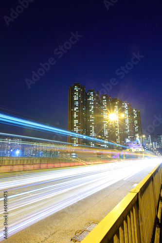 Traffic in Hong Kong at night