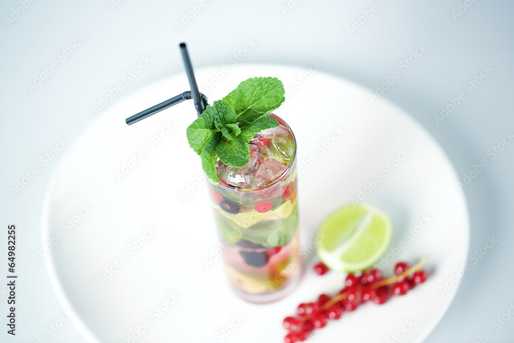 Delicious cocktail with fruits Delicious cocktail with fruits