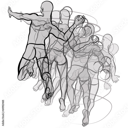handball players illustration on white background