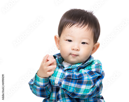 Asia baby boy clapping hand