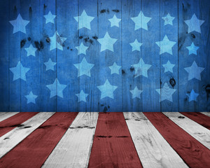 USA style background - empty wooden table for display montages