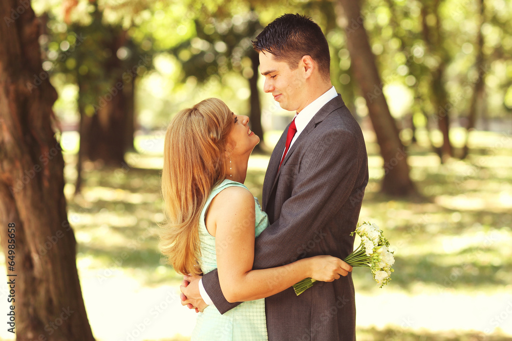 Happy beautiful couple celebrating