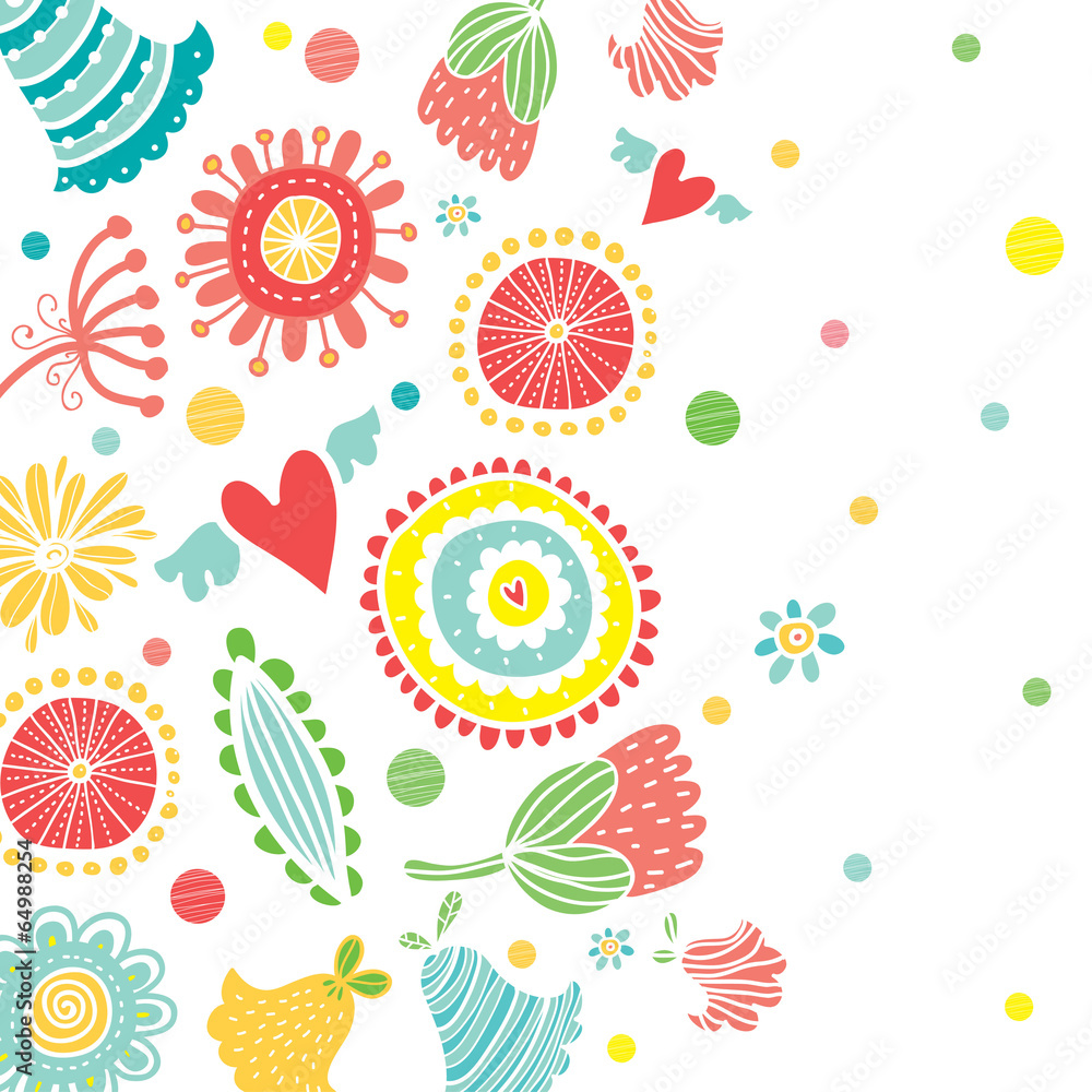 Cute postcard with decorative flowers. Cute postcard with decorative flowers.